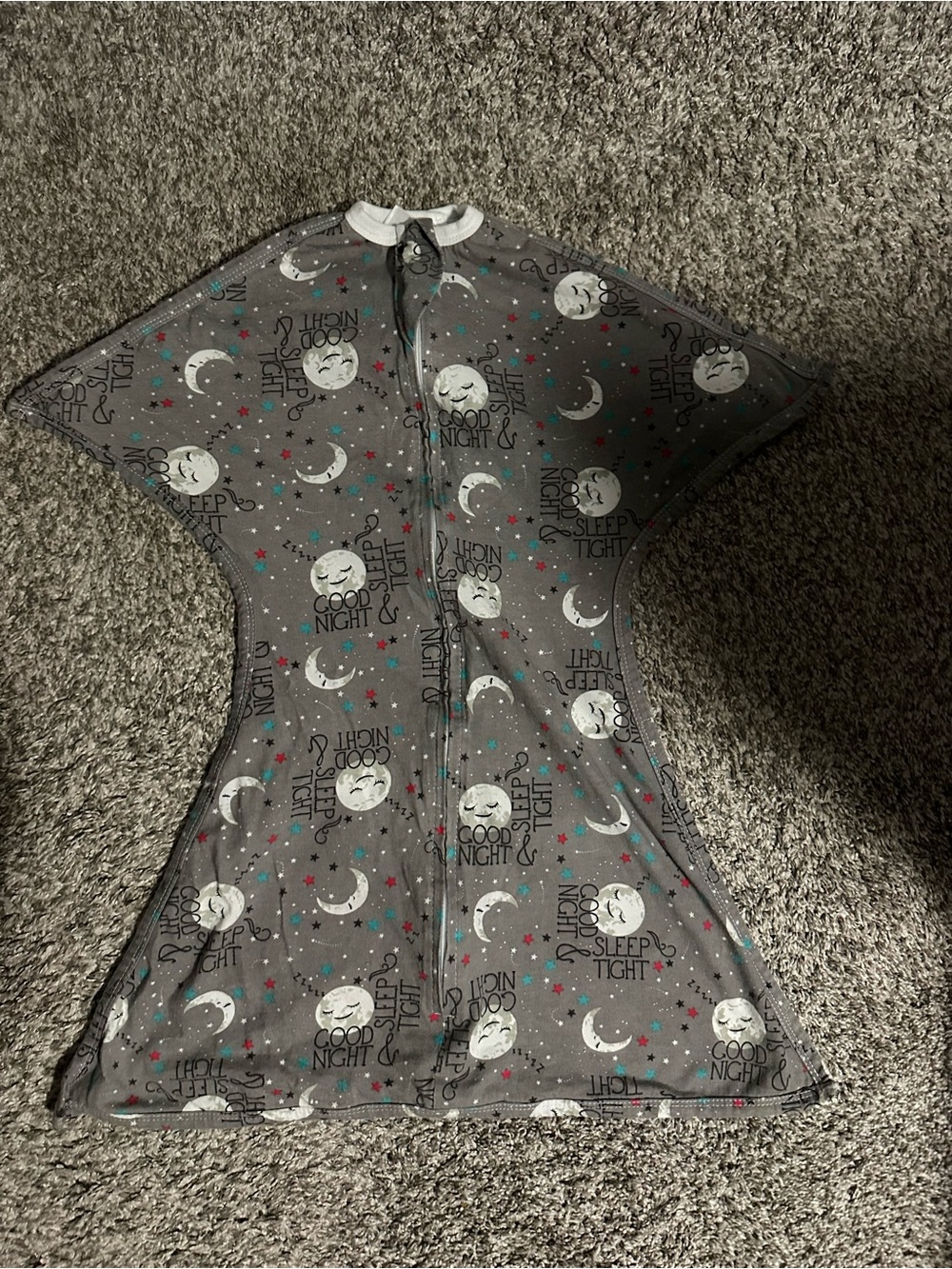 Sleeping Baby Zipadee Zip Grey 'Good Night' Moon Print